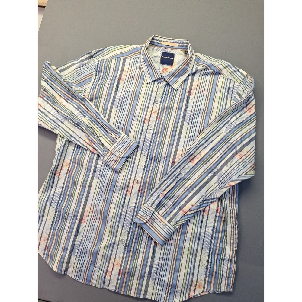 Tommy Bahama Striped Floral Mens 3XL Beach Vacation Preppy County Club Casual